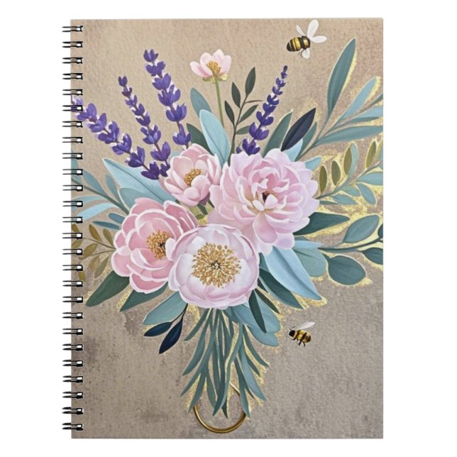 Bouquet peonies lavender Blustic Rustic Anteckningsbok (Framsidan)