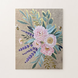 Bouquet peonies lavender Blustic Rustic Pussel