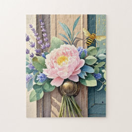 Bouquet peonies lavender Blustic Rustic Pussel