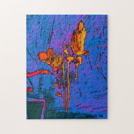 Bouquet Puzzle från Angus World in bue and guld Pussel