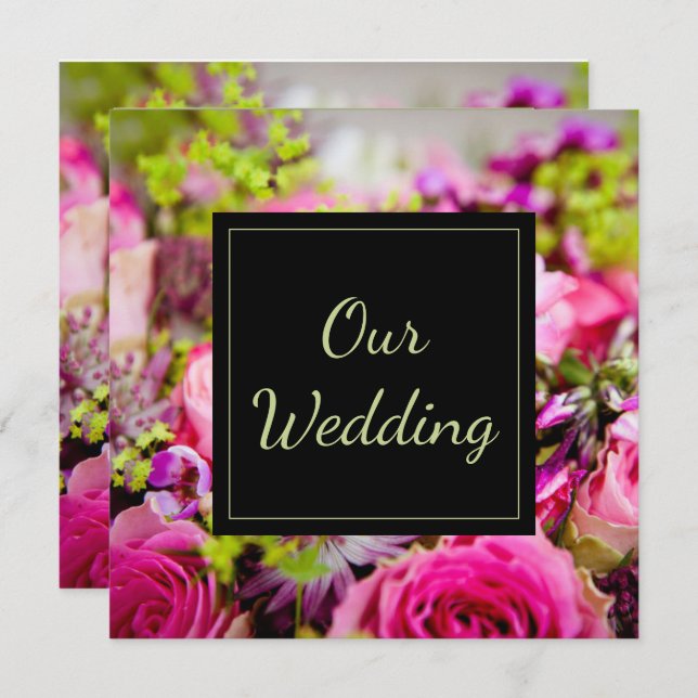 Bouquet Ro Bröllop Inbjudningar (Fram/baksida)