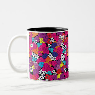 Bouquet Rosa och Lila Two-Tone Coffee Mugg