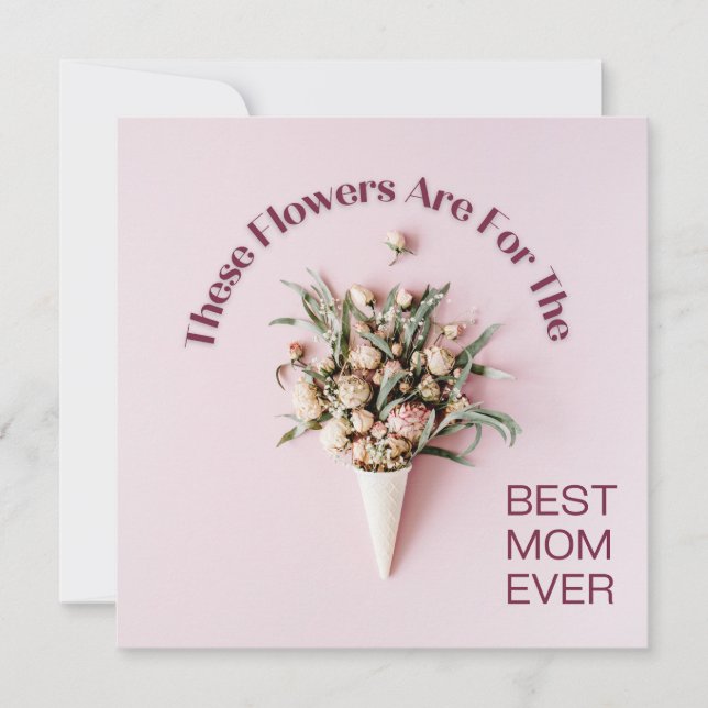 Bouquet Rosa Personlig Mors dag Hälsning Inbjudningar (Framsida)