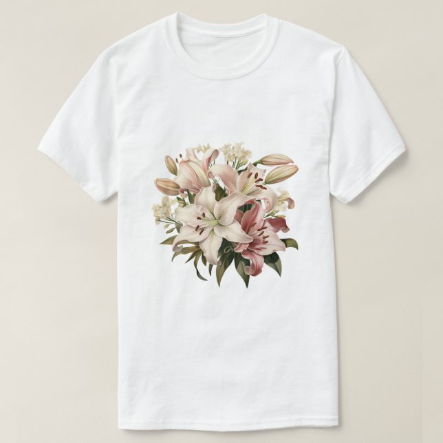 Bouquet Rosa Presentdesign T Shirt (Design framsida)