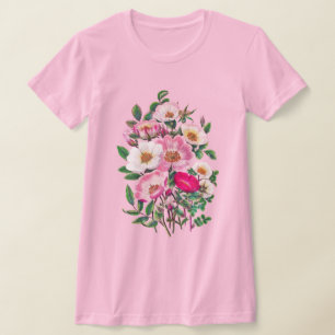 Bouquet Rosa & White Vild Ro Flowers T Shirt