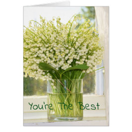 Bouquet vår blommor lilies i dalen hälsningskort