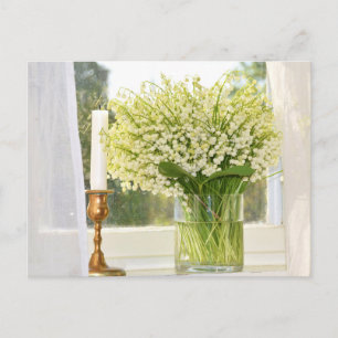 Bouquet vår blommor lilies i dalen vykort