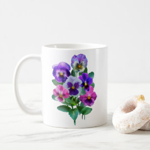 Bouquet Violets Pansy Flower Kaffemugg