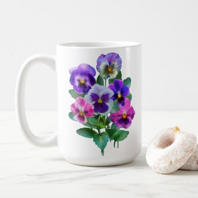 Bouquet Violets Pansy Flower Kaffemugg (Med munk)