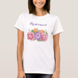Bouquet Watercolor Flowers Bröllop Bridesmaid Tröja<br><div class="desc">Visa av ställe i bröllopsfesten. T-shirt säger Bridesmaid men kan också anpassas för andra bröllopsfester. Text skrivs i ett trendig snyggt med ett skrivet teckensnitt på lilan färg. Nedan finns en vacker bukett med blommar av vattenfärgade blommor som består av rosa, lila anemoner och orange tulpaner omgivna av grönt löv....</div>