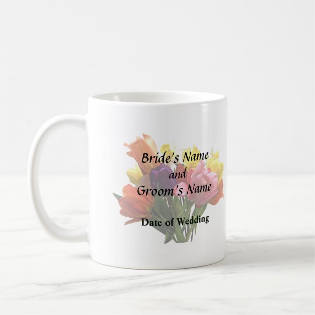 Bouquet with Tulips and Daffodils Bröllop Products Kaffemugg (Vänster)