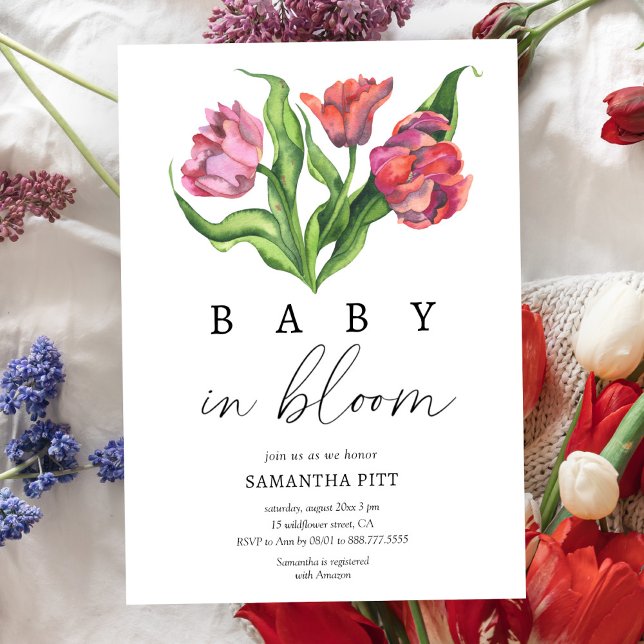 Bouquetblommor Baby i blom Invitation Inbjudningar (Skapare uppladdad)