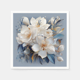 Bouquets av Silky Blue-White och Guld Kant Pappersservett