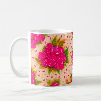 Bouquets of lila ro on a blek rosa bakgrund kaffemugg