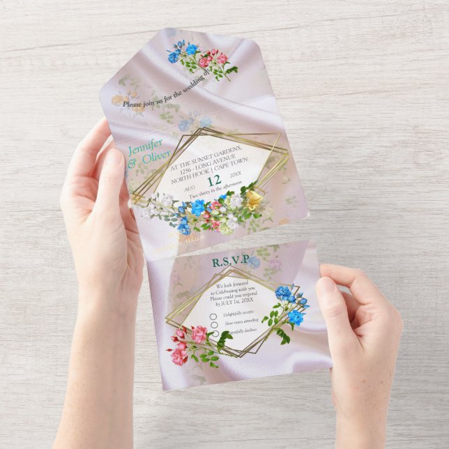 Bouquets of Multi-färg Ro på Silke struktur (Tearaway)