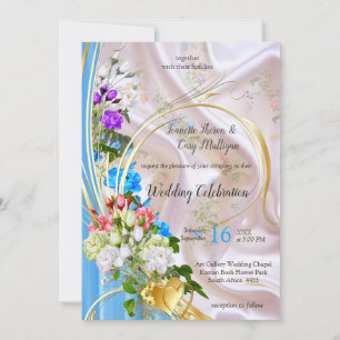 Bouquets of Multi-färg Ro på Silke struktur Inbjudningar