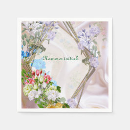 Bouquets of Multi-färg Ro på Silke struktur Pappersservett