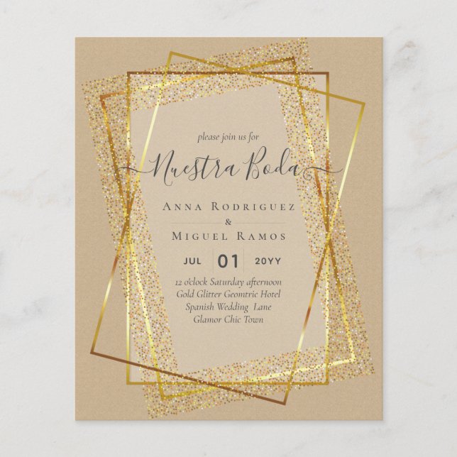 Bouraones de Boda, Spaniens budget Bröllop GULD Flygblad (Framsidan)