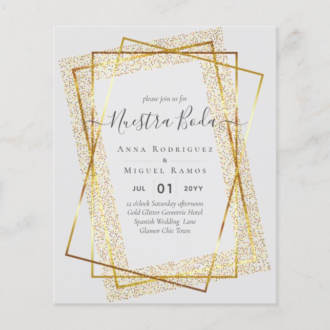 Bouraones de Boda, Spaniens budget Bröllop GULD Flygblad (Framsidan)