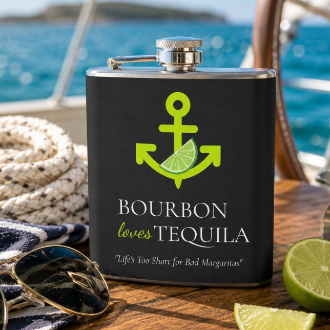 Bourbon älskar Tequila Anchor Lime Margarita Sail Fickplunta (Skapare uppladdad)