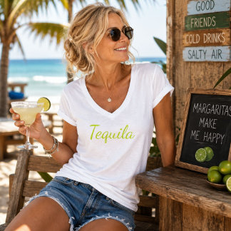 Bourbon älskar Tequila Tequila Seglande Par T Shirt