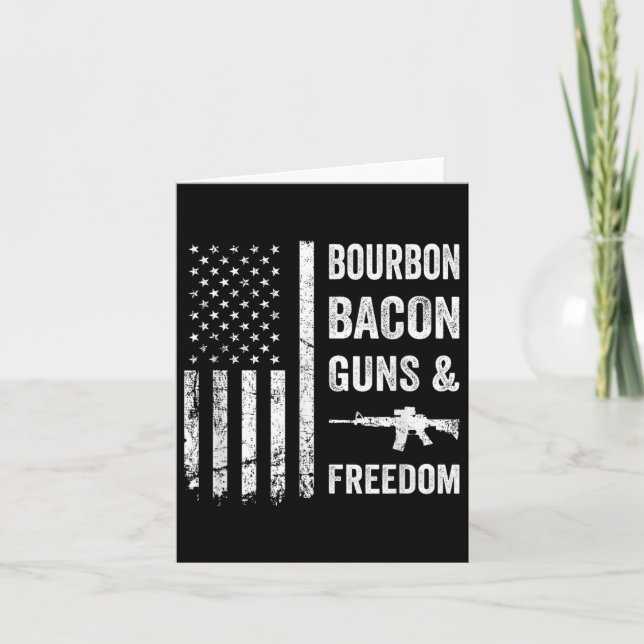 Bourbon Bacon Guns&amp; Freedom - Bbq Grill Drink Kort (Framsida)