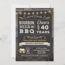 Bourbon Beer och BBQ 40:e födelsedagsinbjudan Inbjudningar
