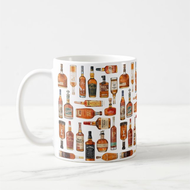Bourbon Bottle Watercolor Mug Kaffemugg (Vänster)