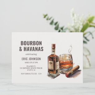 Bourbon & Cigars Manar Birthday Bachelor Inbjudningar