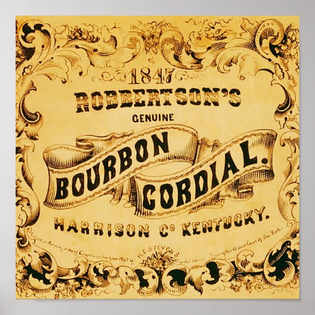 Bourbon Cordial ~ Vintage Advertising. Poster (Framsidan)