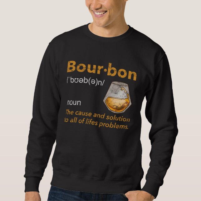 Bourbon Definition Whiskey Drinking Quote  Idea  3 Lång Ärmad Tröja (Framsida)
