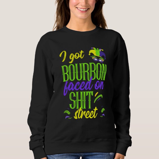 Bourbon Faced Street Drinking Mardi Gras Parad Co T Shirt (Framsida)