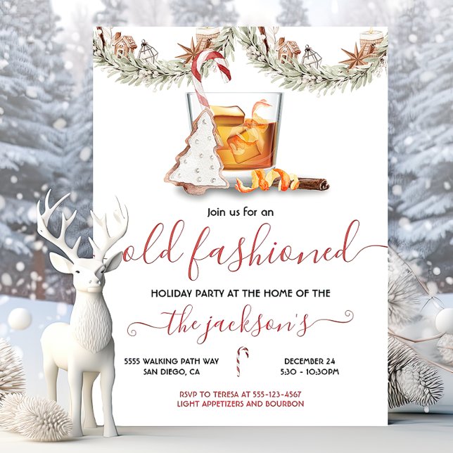 Bourbon Gamla Fashioned Julfest Inbjudningar (Skapare uppladdad)
