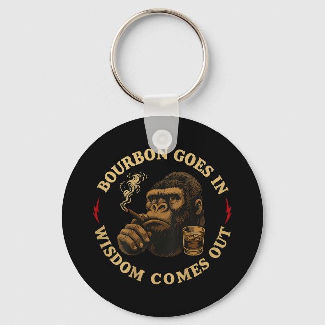 Bourbon Goes in Wisdom kommer ut Monkey Whiskey (o Nyckelring (Framsida)