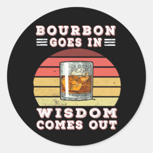 Bourbon kommer ut på ett klokt sätt runt klistermärke