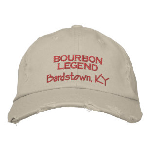 Bourbon Legend, Bardstown KY röd på sten Broderad Keps