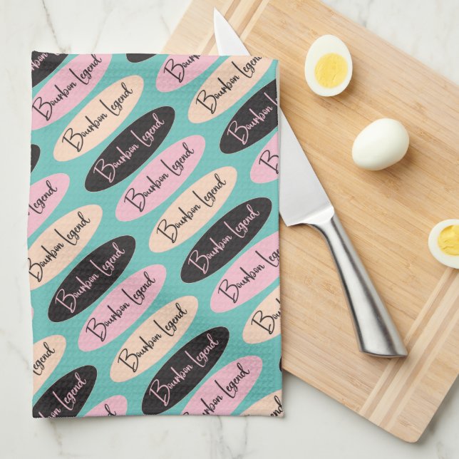 Bourbon Legend Ovalers pnk/black/aqua Kitchen Towe Kökshandduk (Vikt i Fjärdedel)