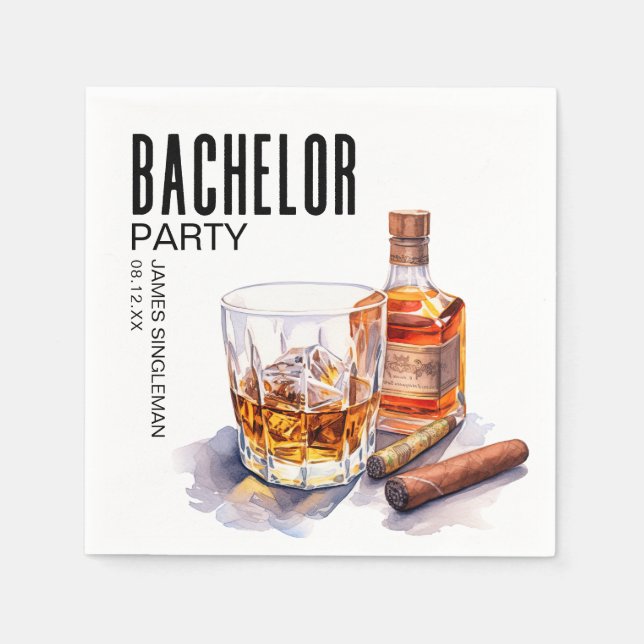 Bourbon och Cigarr Sällskapsfest för Pojkar Pappersservett (Framsidan)