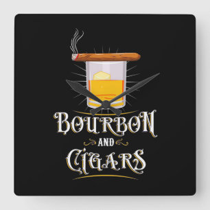 Bourbon och cigarrer fyrkantig klocka