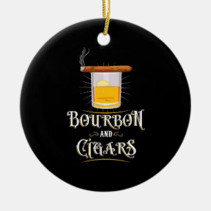 Bourbon och cigarrer julgransprydnad keramik