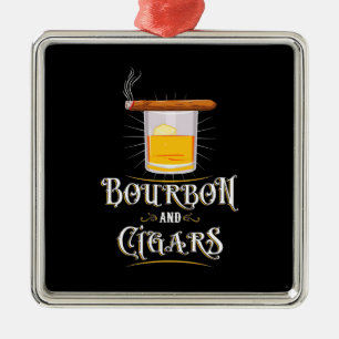 Bourbon och cigarrer julgransprydnad metall