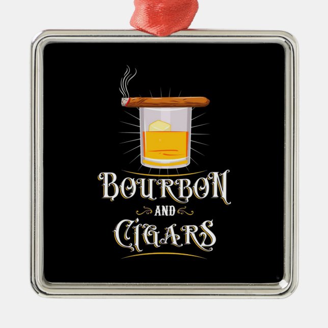 Bourbon och cigarrer julgransprydnad metall (Framsidan)