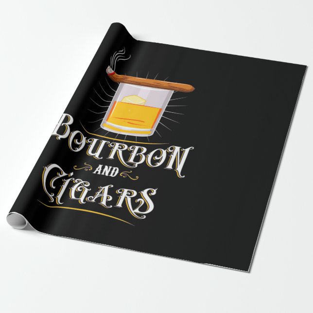 Bourbon och cigarrer presentpapper (Utrullad)