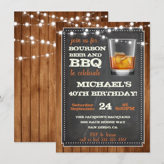 Bourbon Öl & BBQ-fest-inbjudningar Inbjudningar (Fram/baksida)