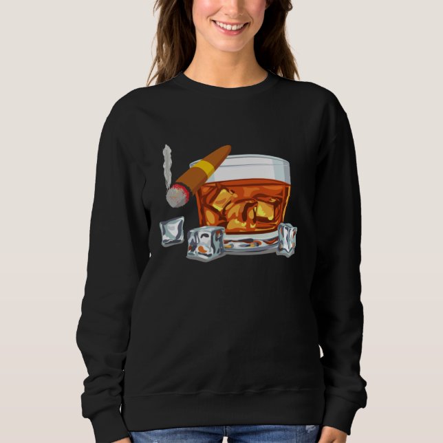 Bourbon Rökande Cigarrett Mäns Drickande T Shirt (Framsida)