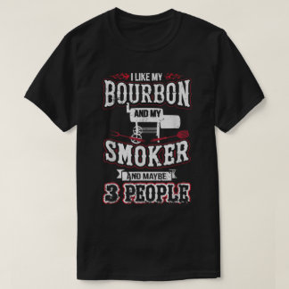 Bourbon Rökaren BBQ Humor Design T Shirt