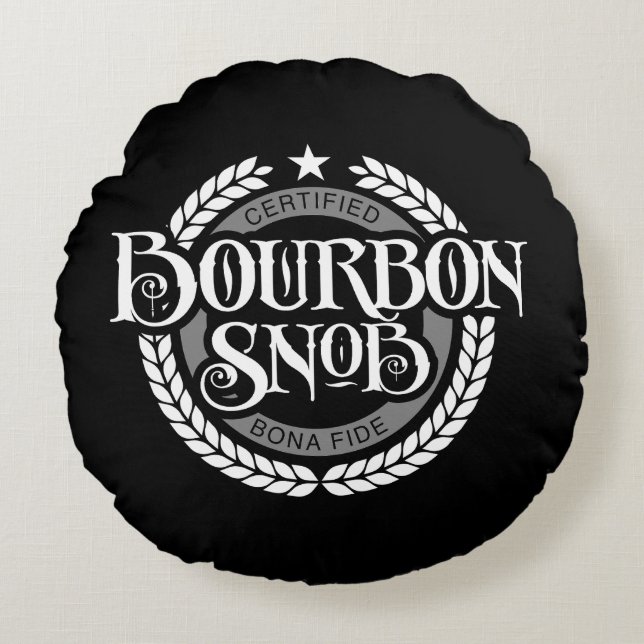 Bourbon Snob - rolig whiskydrickare Rund Kudde (Framsidan)