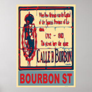 Bourbon St New Orleans Fransk Quarter Poster