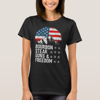 Bourbon Steak Guns Freedom USA flagga Whiskey Patr T Shirt