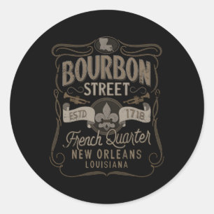 Bourbon Street Fransk Quer New Orleans Runt Klistermärke